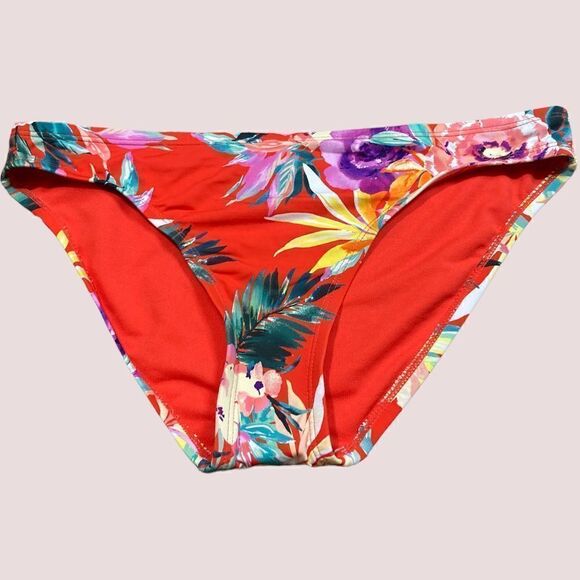 NWOT Gibson Latimer Red Floral Hawaiian Print Bikini Bottom - Picture 1 of 7